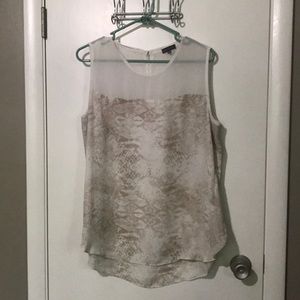 VINCE CAMUTO-Ivory Snake Skin Sheer Sleeveless Top
